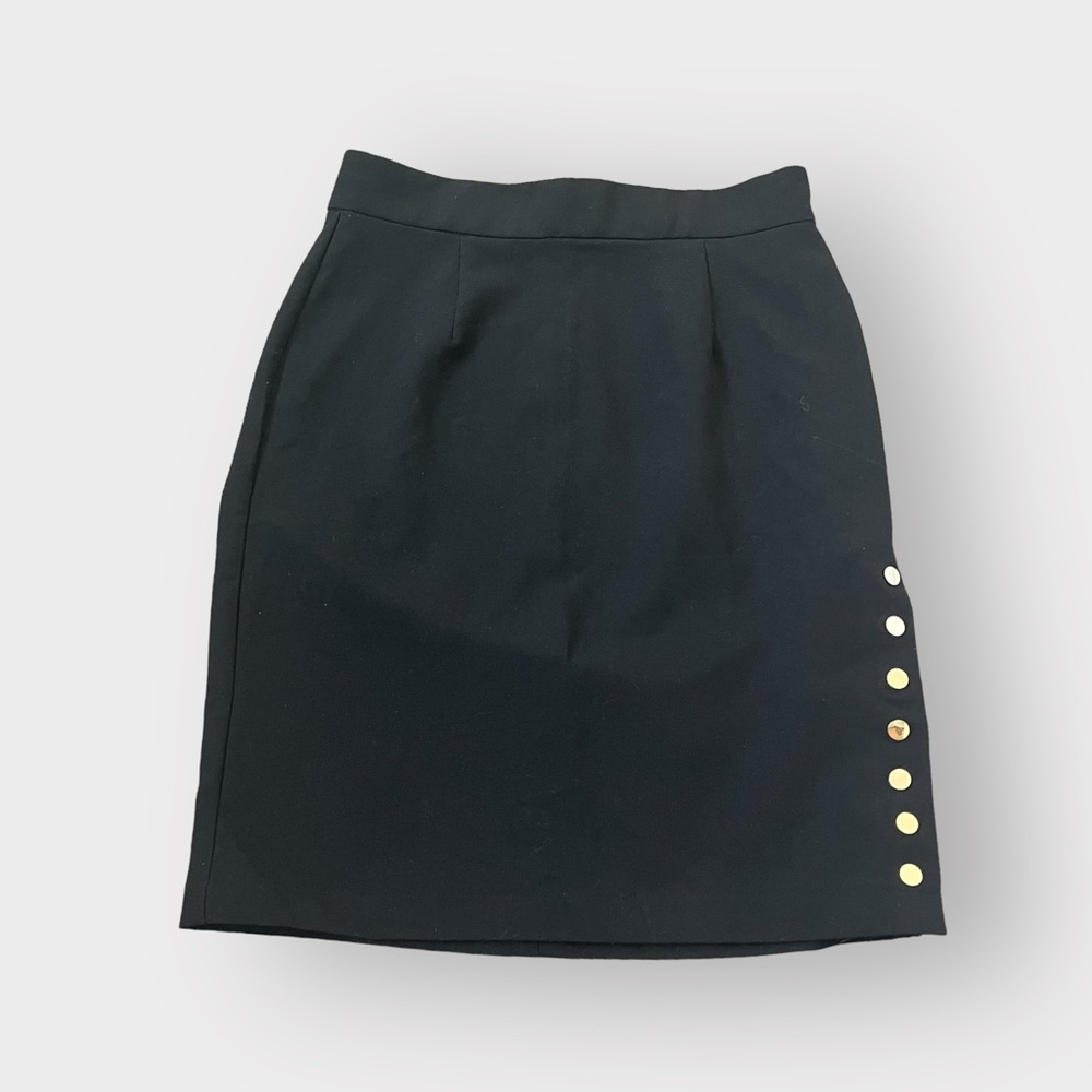 Forever 21 Black Gold Button Slit Knee Length Pencil Skirt